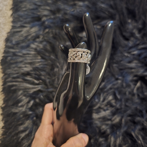 21k White Gold Plated Dubai Jewlery Elegant Silver Women's Ring - Picture 3 of 9